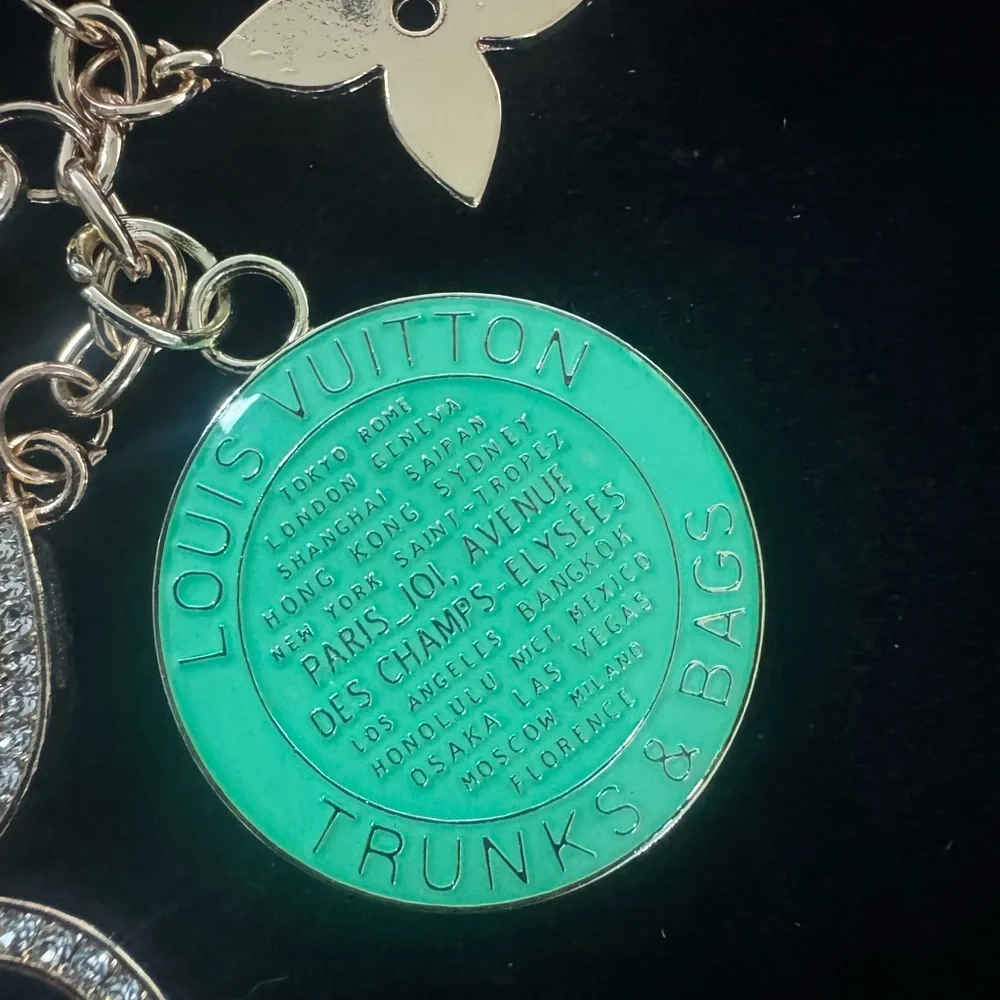 Gold and‎ Mint Green Bag Charm Keychain